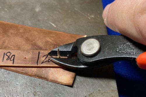 Susan LeGuyader's Riveting Tips - , Metalwork, Riveting, Riveting Techniques, Wire Rivets, Use your spacer and trim excess rivet material away